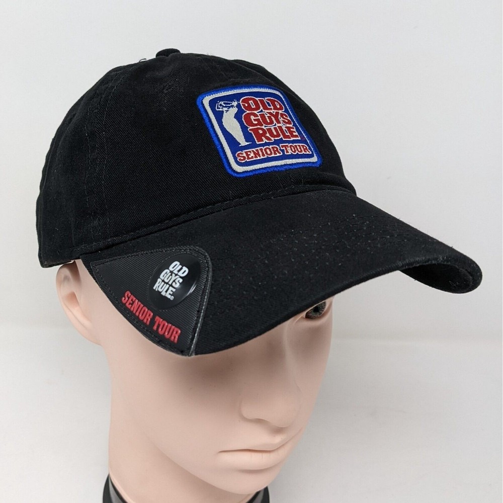 Old Guys Rule Senior Tour Golf Hat No Holes Parred Black Adjustable Cap